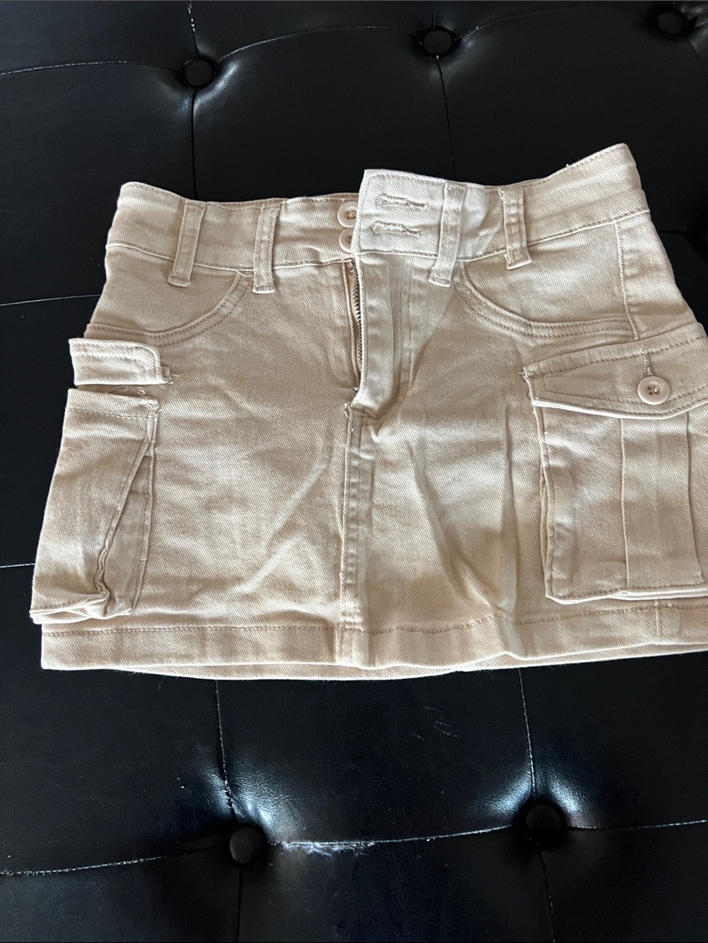 Beige Utility Cargo Mini Shorts - Women's